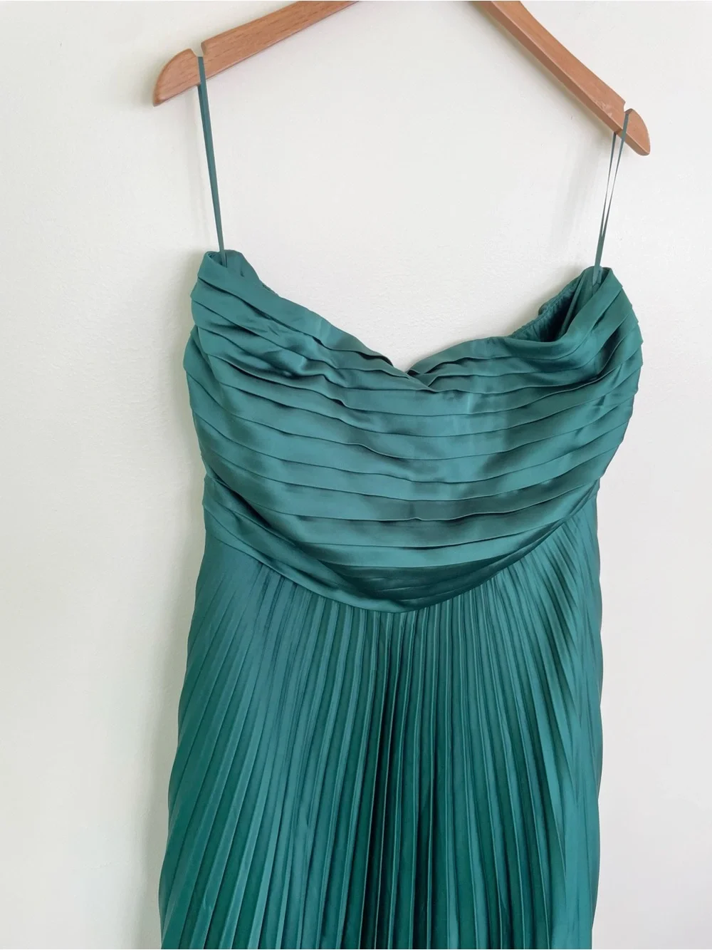 NWT Abercrombie & Fitch Giselle Strapless Pleated Maxi Dress in Emerald Green XL